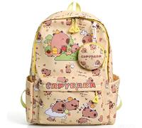 WFKKMEQ Capybara Backpack, Capybara Rucksack Children's Schoolbag with Ornaments Cartoon Daypack School Bag Lightweight Rucksack Travel Bag Nursery Book Bags Toddler Backpack Casual Daypack for Kids