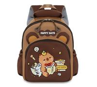 WFKKMEQ Capybara Backpack, Capybara Schoolbag for Children's Cartoon Rucksack Lightweight Bookbag Casual Daypack School Backpack Adjustable Rucksack School Bag for Kids(24x23x10cm)