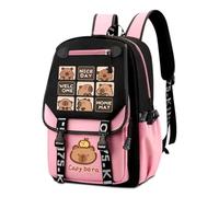 WFKKMEQ Capybara Backpack, School Bag, Children's Backpack, Cartoon Backpacks, School Backpack, Lightweight Leisure Bookbag, Daypack Bags, Double Shoulder Bag for Children, Pink-b, No