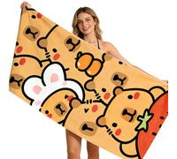 WFKKMEQ Capybara Beach Towel Kids Swim Bath Towel, Super Soft Capybara Beach Blanket Pool Towels Travel Swimming Bath Shower Towels, 3D Printed Beachtowel Teen Adult Daily Use-B