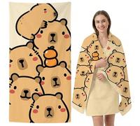 WFKKMEQ Capybara Beach Towel, Quick Dry Microfibre Towels Super Absorbent Sandproof Beachs Bath Towels Pool Towel SwimmingTowel Lightweight Printed BeachTowels for Bath Swimming Camping (75 * 150CM)