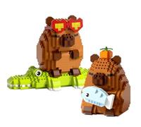 WFKKMEQ Capybara Building Blocks, 2PCS Building Sets Mini Block Models 3D Mini Puzzle Blocks Micro Building Block Figurines Model Building Block Set for Birthday Gifts
