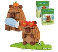 WFKKMEQ Capybara Building Blocks, 2PCS Capybara DIY Blocks 3D Puzzle Brick Toys Mini Animal Buildings Block Set 3D Building Figures Ornaments Micro Construction Buildings Bricks Gifts for Birthday