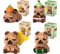 WFKKMEQ Capybara Building Blocks, 4PCS Building Sets Mini Block Models 3D Mini Puzzle Blocks Micro Building Block Figurines Model Building Block Set for Birthday Gifts