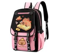 WFKKMEQ Capybara Children's Backpack, Cartoon Backpacks School Bags Lightweight Backpack Casual School Animals Bag Cute Cartoon Backpacks Casual Schools Backpacks for Children (Pink)(A)