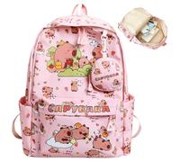 WFKKMEQ Capybara Children's Backpack, School Backpack, Children's Backpacks, Nylon School Bag, Children's Backpacks, Cute School Bag, Casual Daypack, Lightweight Backpack for School, Birthday