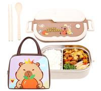 WFKKMEQ Capybara Lunch Box, Leakproof Bento Box Set with Lunch Bag Utensils Lunchs Container Lunchbox Portability Snack Boxes Lunch Boxs with Compartments for Picnic, School, Travelling