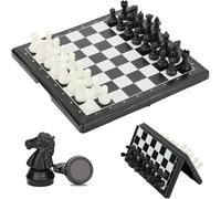 WFKKMEQ Chess Board Set Game, Wooden Magnetic Chess Board 2 in 1Folding Chesss Boards Travel Magneticchess Piece Set with Chessfolding Boards Games for Family Travel