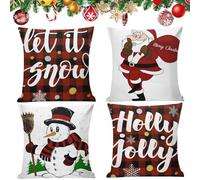 WFKKMEQ Christmas Cushion Covers Set, 4PCS Christmas Decorations Pillow Cases Sofa Couch Pillowcases Xmas Snowman Decorative Pillow Case CoverHoliday Decor Cushion Case Sofa Couch Living Room