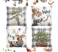 WFKKMEQ Christmas Cushion Covers Set, 4PCS Christmas Decorations Pillow Cases Sofa Couch Pillowcases Winter Xmas Decorative Pillow Case CoverHoliday Decor Cushion Case Sofa Couch Living Room Home