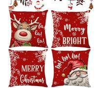 WFKKMEQ Christmas Cushion Covers Set, 4PCS Santa Claus Decorations Pillow Cases Sofa Couch Pillowcases Xmas Decorative Pillow Case CoverHoliday Decor Cushion Case Sofa Couch Living Room(45x45CM)