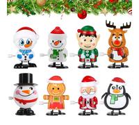 WFKKMEQ Christmas Wind Up Toys, Assortments Christmas Stocking Toys, Novelty Shake Head Clockwork Walking, Stuffers Christmas Wind-up Spring Toy for Kids Party Bag Fillers - 8PCS