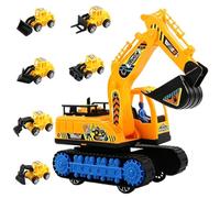 WFKKMEQ Construction Vehicles, 6PCS Excavator Car Pull Back Racing Cars Friction Power Vehicle Construction Cake Decoration Tractor Vehicle Engineering Vehicles Set Cars Model for Party Decoration