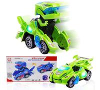 WFKKMEQ Dinosaur Transforming Car, Dinosaur Toy Car with Flashing Lights and Sound Electric Transfor Cars Toys Dino Vehicles Toys Gifts for Kids Birthday, Halloween, Christmas(Green)