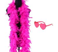 WFKKMEQ Feather Boa, 2PCS Feather Scarf Set with Heart Glasses Dancing Party Props Halloween Cosplay Costume Accessory Holiday Decors Party Accessories for Dancing Wedding Party Halloween Carnival