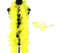 WFKKMEQ Feather Boa, 2PCS Feather Scarf Set with Heart Glasses Dancing Party Props Halloween Cosplay Costume Accessory Holiday Decors Party Accessories for Dancing Wedding Party Halloween Carnival