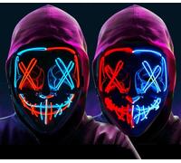 WFKKMEQ Halloween Mask, 2PCS LED Masks Light up Mask Cosplay Masquerade Masks Halloween Costumes Accessories LED Face Costume for Men Women Masquerade Carnival