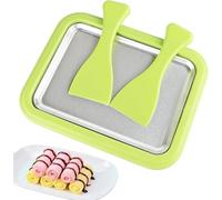 WFKKMEQ Ice Cream Roller Maker Pan, Ice Rolls Plate with 2 Spatulas Ice Cream Roll Maker DIY Ices Creams Roller Pan Yogurt Roll Machine Home Dessert Making Tools for Yogurt, Gelato (Green)