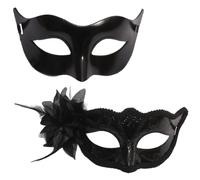 WFKKMEQ Masquerade Mask Couples Set, 2PCS Venetian Party Mask Masque Costume Dress Party Accessories Cosplay Venetian Masks Fancy Dress Accessories for Masquerade Venetian Carnival Dress(Black)