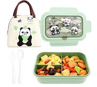 WFKKMEQ Panda Lunch Box, Leakproof Bento Box Set with Lunch Bag Utensils Lunchs Container Lunchbox Portability Snack Boxes Lunch Boxs with Compartments for Picnic, School, Travelling