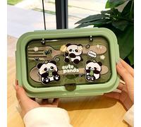 WFKKMEQ Panda Lunch Box, Leakproof Bento Box Set with Lunch Bag Utensils Lunchs Container Lunchbox Portability Snack Boxes Lunch Boxs with Compartments for Picnic, School, Travelling