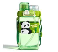WFKKMEQ Panda Water Bottle with Straw, Panda Drinking Bottle Water Bottle Bottles with Straw and Adjustable Strap Double Drinking Leakproof Sports Bottles for Travel School (520ML) Cowboy
