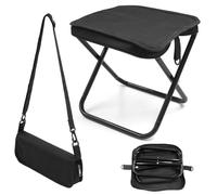 WFKKMEQ Portable Foldable Backpack Stool for Camping, Small Folding Chair for adults, Lightweight Mini Pocket Fold Up Telescopic Stools for Fishing Travel Hiking Garden (Black), Ergonomic F