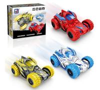 WFKKMEQ Toy Cars, 3PCS Play Vehicles Pull Back Car Inertia Truck Jumping Stunt Cars Rotation Off-road Friction Powered Vehicle Toy Trucks Vehicles Toys for Kids Birthday, Christmas