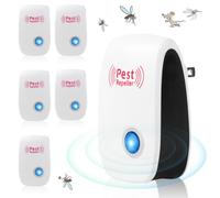WFKKMEQ Ultrasonic Pest Repeller, 6 Pcs Electronic Mouse Repellent Plug-in Insect Repeller, Plug in Electronic Pest Repeller, Indoor Pest Control for Mouse, Spider, Cockroach & Fly, for UK Homes