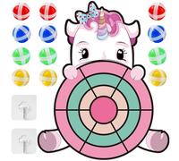 WFKKMEQ Unicorn Dart Board, Dart Board Kids Toys, with 12 Sticky Balls, Kid Gifts for 3-8 Years Old Birthday Party Toy for Kids Age 3-9 Unicorn Gifts Outdoor Garden Games Toy