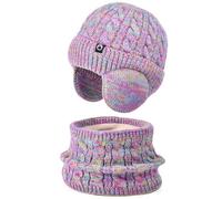 WFKKMEQ Winter Hat and Scarf Set, 2 Pcs Kids Winter Beanie Hat Scarf Set Warm Thermal Knitted Beanie Cap Snood Neck Accessories Sets for Children Outdoor Sports for Girls Age 4-10