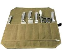 wfljl Professional Chef Knife Roll Bag | Heat-Resistant Waxed Canvas Knife Organizer for Storage & Travel, Tool Roll Pouch for Culinary Chefs & Kitchen Professionals