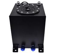 WFLNHB 2.5 Gallon Lightweight Aluminum Race Drift Fuel Cell Tank with Level Sender Square Transfer, Dual -10 Outlets, Black