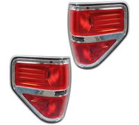 WFLNHB Set of 2 Passenger and Driver Side Tail Lights Replacement for F150 2009-2014 Rear Brake Lamps Left & Right Side Red Lens Chrome Housing FO2818148 FO2819148