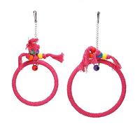WFNIHONHON Cotton Rope Pet Parrot Swing Hanging Ring Climbing Chewing Biting Toys Cage Accessory (Rose Red)