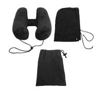 WFNIHONHON for Travel Pillow with Detachable Cover, Fast Inflation, Adjustable Neck Support, Portable Design, Ideal for Airplane, Car, Train Use, Gift for Family Friends Colleagues (Black)