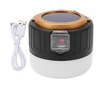 WFNIHONHON Solar LED Camping Light for Outdoor, Rechargeable Lantern with Power Display, High Brightness 300W, Weatherproof Emergency Light for Tent, Night Market, Power Failure (Black Gold)