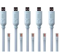 Wfortune 5 Packs, Usb to Console Cable,Cisco Usb Console Cable,Usb to Rj45 Console,Cisco Console Cable Usb Rollover For Windows/Vista/MAC/Linux (1.8m/6 Ft,Blue/5 Packs)