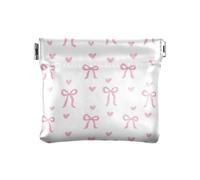 Wfrish Coin Purse Pouch Cherry Blossoms Butterfly Portable PU Leather Coin Bag Mini Change Wallet for Women and Girls, Bow, 4.33 x 3.74 In