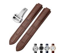 WFRUEDWC 16mm 18mm 20mm Genuine Leather Watch Strap Black Blue Brown Deployment Buckle Watch Bands for Cartier Tank Solo Blue Ballon