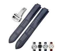 WFRUEDWC 16mm 18mm 20mm Genuine Leather Watch Strap Black Blue Brown Deployment Buckle Watch Bands for Cartier Tank Solo Blue Ballon
