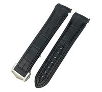 WFRUEDWC 19mm 20mm 21mm 22mm Rubber Watchband Fit for Omega Planet Ocean Diver 300 Silicone Nylon Sports Watch Strap (Color : Black Orange Leather, Size : 21mm)