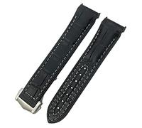 WFRUEDWC 19mm 20mm 21mm 22mm Rubber Watchband Fit for Omega Planet Ocean Diver 300 Silicone Nylon Sports Watch Strap (Color : Black Orange Leather, Size : 21mm)
