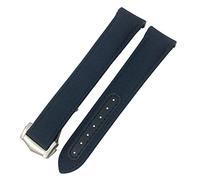 WFRUEDWC 19mm 20mm Nylon Canvas Watch Strap for Omega 300 AT150 Fabric Aqua Terra 150 Blue 21mm 22mm Watchband Buckle (Color : Black Blue 2, Size : 22mm)