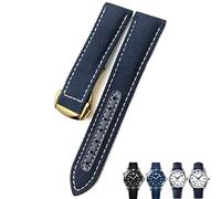 WFRUEDWC 19mm 20mm Woven Nylon Watch Strap Black Blue Deployment Buckle Leather Watch Bands For Omega AT150 AQUA TERRA Seamaster Tissot