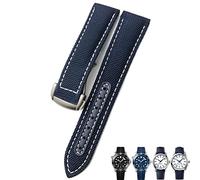 WFRUEDWC 19mm 20mm Woven Nylon Watch Strap Black Blue Deployment Buckle Leather Watch Bands For Omega AT150 AQUA TERRA Seamaster Tissot