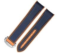 WFRUEDWC 20mm 22mm Rubber Nylon Silicone Watch Band For Omega GMT Planet Ocean Seamaster Diver 300 Curved End Orange Watch Strap