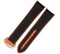 WFRUEDWC 20mm 22mm Rubber Nylon Silicone Watch Band For Omega GMT Planet Ocean Seamaster Diver 300 Curved End Orange Watch Strap