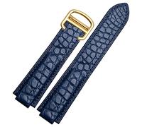 WFRUEDWC American Crocodile Leather Watch Strap Suitable For Cartier Blue Balloon Convex Leather Strap 18 20mm Men And Women Black (Color : 10mm Gold Clasp, Size : 22-14mm)