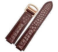 WFRUEDWC American Crocodile Leather Watch Strap Suitable For Cartier Blue Balloon Convex Leather Strap 18 20mm Men And Women Black (Color : 10mm Gold Clasp, Size : 16-8mm)